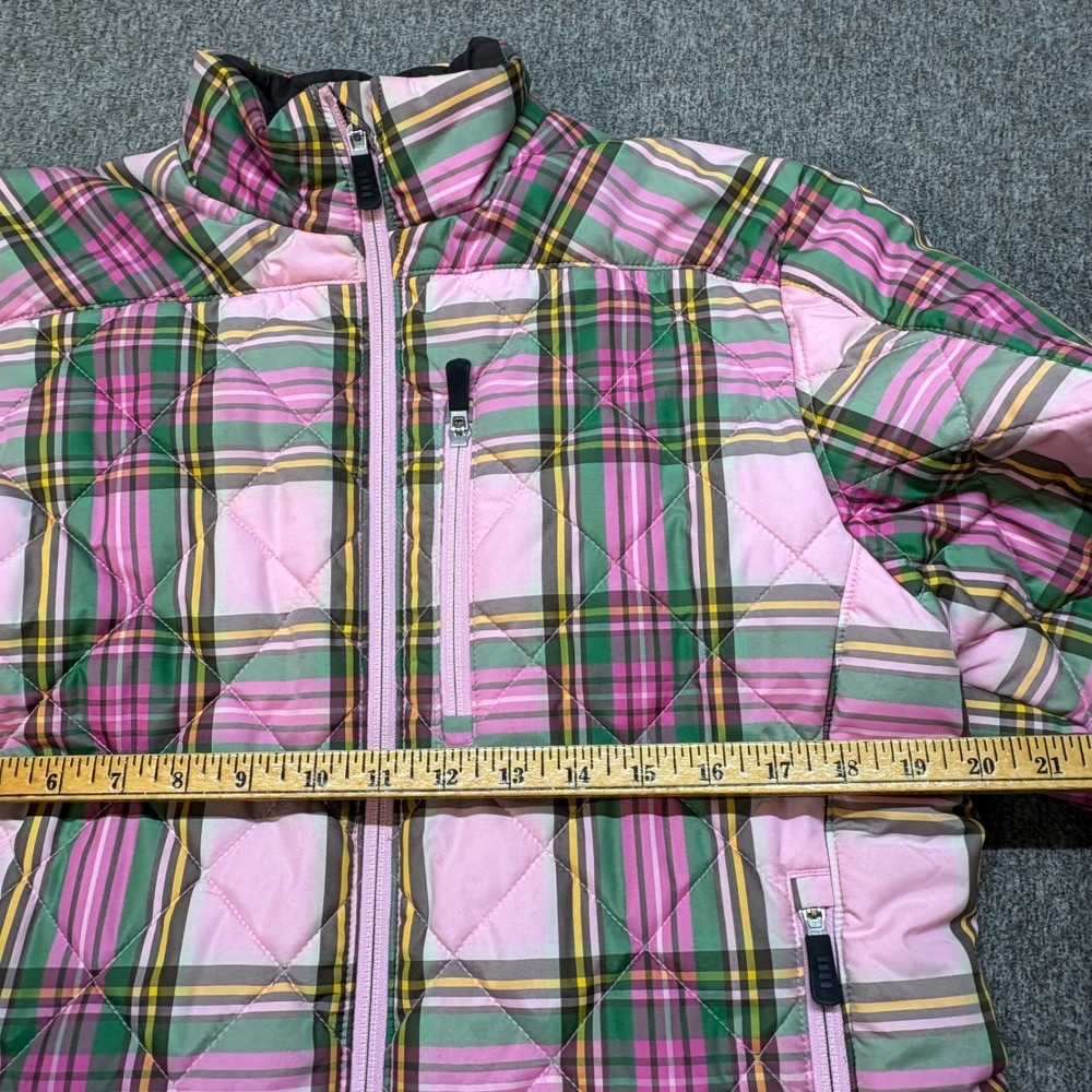 Lands End Women's Barbie Pink Plaid PrimaLoft Quilted Puffer Jacket Size M 10-12 - Picture 6 of 9